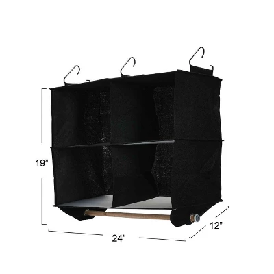 Household Essentials 4 Pocket Wide Organizer With Hangbar Black 6 Household Essentials 4 Pocket Wide Organizer With Hangbar Black - Image 6