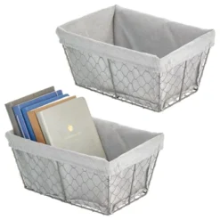 MDesign Medium Chicken Wire Basket With Fabric Liner -Storage Specialty Store GUEST 047de2e9 8586 469c b523 553f06ffe226