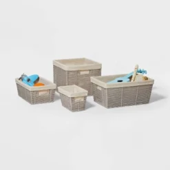 16" X 9" X 6" Woven Twisted Paper Rope Media Basket Gray - Brightroom™ -Storage Specialty Store GUEST 054d99f6 5bc4 4b73 87f9 e39da675c247