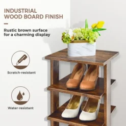 Costway 7-Tier Shoe Rack Free Standing Shelf Storage Tower Rustic Brown -Storage Specialty Store GUEST 0556165c 1edf 4b6a bae2 71fc9b876076