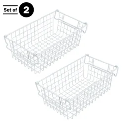 Set Of 2 Storage Bins - Basket Set For Toy, Kitchen, Closet, And Bathroom Storage - Medium Shelf Organizers With Handles By Home-Complete (White)