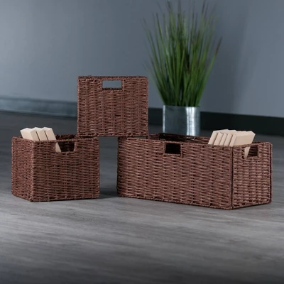 3pc Tessa Woven Rope 2 Small And 1 Large Basket Set Walnut - Winsome 6 3pc Tessa Woven Rope 2 Small And 1 Large Basket Set Walnut - Winsome - Image 6
