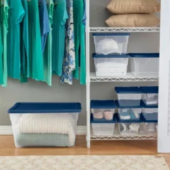 Sterilite Stackable 56 Quart Clear Home Storage Box With Handles And Marine Blue Lid For Efficient, Space Saving Storage And Organization (8 Pack) -Storage Specialty Store GUEST 09a74993 f03b 495d 9410 5a56d5503cb9