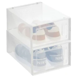 MDesign Plastic Stackable Closet Shoe Storage Box, Side Opening, Clear -Storage Specialty Store GUEST 09d5c7ad 5415 4a8a b6c3 cddd496460ea