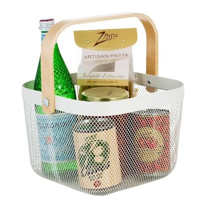 Simplify Mesh Tote With Bamboo Handle White 4 Simplify Mesh Tote With Bamboo Handle White - Image 4