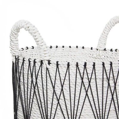 3pk Plastic Natural Storage Baskets White - Olivia & May 3 3pk Plastic Natural Storage Baskets White - Olivia & May - Image 3