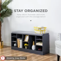 Best Choice Products 46in Shoe Storage Organization Rack Bench For Entryway, Bedroom W/ Padded Seat, 10 Cubbies - White -Storage Specialty Store GUEST 0f663f73 31c0 4105 a6f2 606e164762f1