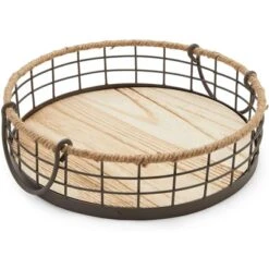 Juvale 2 Pack Round Wooden Wire Basket Trays With Handles, Farmhouse Decor (2 Sizes) 11 Juvale 2 Pack Round Wooden Wire Basket Trays With Handles, Farmhouse Decor (2 Sizes) -Storage Specialty Store GUEST 10a669fd d8bf 42b2 b22c 025c2aac04b2