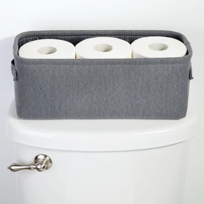 MDesign Cotton Fabric Bathroom Storage Organizer Bin, Tall, 4 Pack 2 MDesign Cotton Fabric Bathroom Storage Organizer Bin, Tall, 4 Pack - Image 2