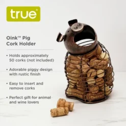 True Oink Pig Cork Holder, Stainless Steel With Rustic Finish, Set Of 1 -Storage Specialty Store GUEST 1402431e 3896 4ff9 9ee7 d0bb0c52de40
