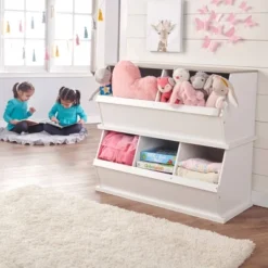 Badger Basket Two Bin Stackable Storage Cubby White/Gray Woodgrain -Storage Specialty Store GUEST 188e9a76 a8e3 4b08 8662 7266daf31065