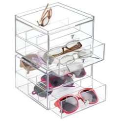 MDesign Plastic Glasses Storage Organizer Box Holder, 2 Drawers -Storage Specialty Store GUEST 1a984896 570d 4149 bc44 dd9f7e6462d3