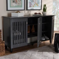 3 Door Fernanda Wooden Entryway Shoe Storage Wide Cabinet Gray - Baxton Studio -Storage Specialty Store GUEST 1cc9adb8 1062 4613 be40 c14f94a48515