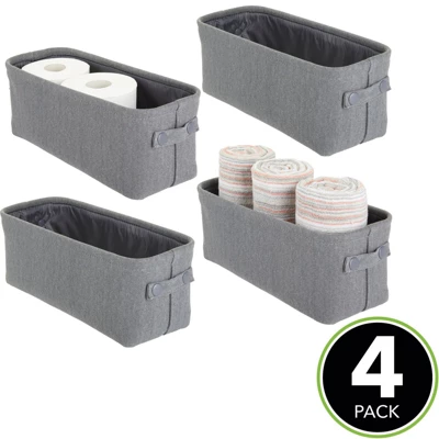 MDesign Cotton Fabric Bathroom Storage Organizer Bin, Tall, 4 Pack 1 MDesign Cotton Fabric Bathroom Storage Organizer Bin, Tall, 4 Pack