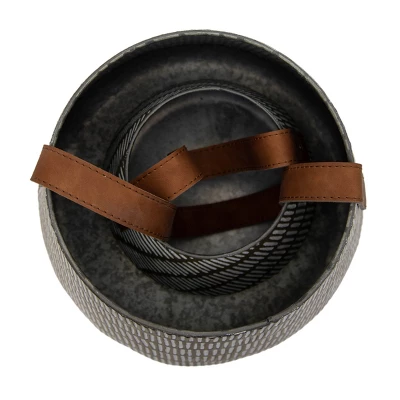 Set Of 2 Brass Metal & Leather Baskets - Foreside Home & Garden 2 Set Of 2 Brass Metal & Leather Baskets - Foreside Home & Garden - Image 2