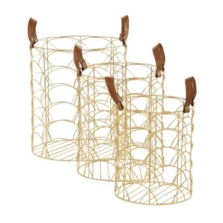 Set Of 3 Large Metal Storage Baskets Gold - Olivia & May -Storage Specialty Store GUEST 1d3d6a0c 52ed 4442 bae4 e49a2c754d2a
