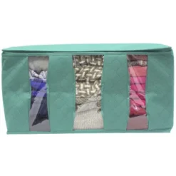 Sorbus 2pk 3 Sectional 24"x14"x11" Foldable Fabric Storage Organizer Bag Teal