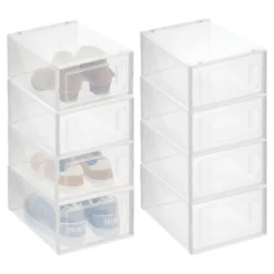 MDesign Plastic Stackable Closet Shoe Storage Box, Side Opening, Clear -Storage Specialty Store GUEST 225a7332 490d 4411 92b0 30eeae578f38