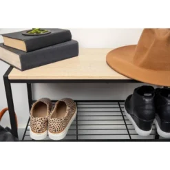 3 Tier Shoe Rack Black Metal With Natural Wood - Brightroom™ -Storage Specialty Store GUEST 25c02cd7 83d7 43ab b1c5 e81b1f1b8427