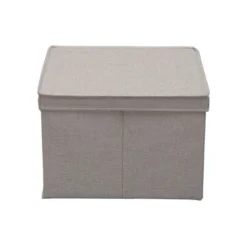Household Essentials Set Of 2 Square Storage Boxes With Lids Silver Linen -Storage Specialty Store GUEST 26ac6e2e 4663 4861 90b4 7f881ac7aee0
