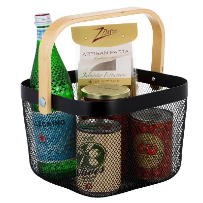 Simplify Mesh Tote With Bamboo Handle Black 5 Simplify Mesh Tote With Bamboo Handle Black - Image 5