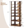 Costway Patented 7-Tier Double Shoe Rack Free Standing Shelf Storage Tower Rustic Brown