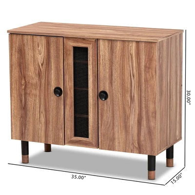 2 Door Valina Wood Entryway Shoe Storage Cabinet Brown - Baxton Studio 4 2 Door Valina Wood Entryway Shoe Storage Cabinet Brown - Baxton Studio - Image 4