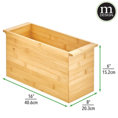 MDesign Bamboo Wooden Bathroom Storage Organizer Box With Handles - Natural 2 MDesign Bamboo Wooden Bathroom Storage Organizer Box With Handles - Natural - Image 2