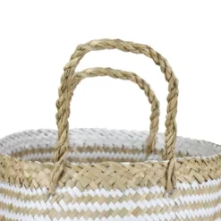 Northlight 17" Beige And White Large Seagrass Belly Basket With Handles 7 Northlight 17" Beige And White Large Seagrass Belly Basket With Handles -Storage Specialty Store GUEST 2e0540e2 cca6 41da 9149 c37cda8fcc25