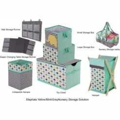Bacati - Elephants Mint/Yellow/Gray Storage Toy Chest -Storage Specialty Store GUEST 2f453925 c2c0 4d1e 9592 078b557a1b33