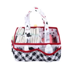 Bacati - Lumberjack Red/Black/Gray Boys Cotton Nursery Storage Caddy