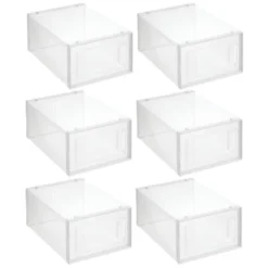 MDesign Plastic Stackable Closet Shoe Storage Box, Side Opening, Clear -Storage Specialty Store GUEST 310bd260 d43c 48ce a7bf 6c85213e3a09