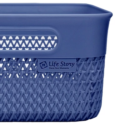 Life Story Lightweight Heavy Duty Storage Woven Trendy Basket 10 Quarts W/ Built-In Handles Blue (6 Pack) 4 Life Story Lightweight Heavy Duty Storage Woven Trendy Basket 10 Quarts W/ Built-In Handles Blue (6 Pack) - Image 4