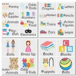 MDesign Plastic Adhesive, Wall Mount Toy Storage Tray + 24 Labels, 4 Pack, Clear -Storage Specialty Store GUEST 33ee6f86 e598 46f8 b5b9 e7eaf6f44211