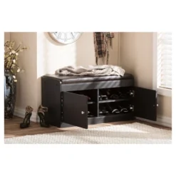 Margaret Modern And Contemporary Wood 2 - Door Shoe Cabinet With Faux Leather Seating Bench - Dark Brown - Baxton Studio -Storage Specialty Store GUEST 3711679e 8bc8 477c 97ec 65b13b14cc5c