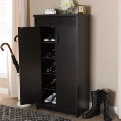 Bienna Modern And Contemporary Finished Shoe Cabinet Dark Brown - Baxton Studio -Storage Specialty Store GUEST 3768f76d dfeb 40a1 9143 04c589370ef0