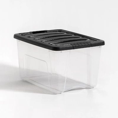 IRIS USA Plastic Storage Tote, Clear/Black 4 IRIS USA Plastic Storage Tote, Clear/Black - Image 4