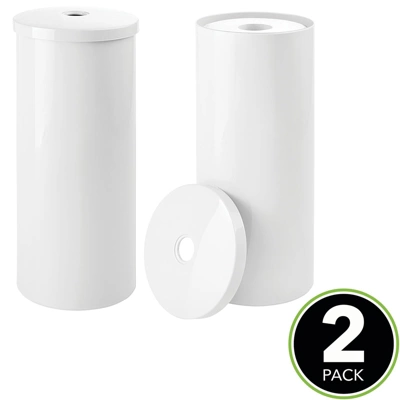 MDesign Toilet Tissue Roll Holder Canister Stand, Stores 3 Rolls, 2 Pack 1 MDesign Toilet Tissue Roll Holder Canister Stand, Stores 3 Rolls, 2 Pack