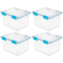 Sterilite 32 Quart Stackable Clear Plastic Storage Tote Container With Blue Gasket Latching Lid For Home And Office Organization, Clear -Storage Specialty Store GUEST 3c663191 cf42 482e 8645 59c76d874562