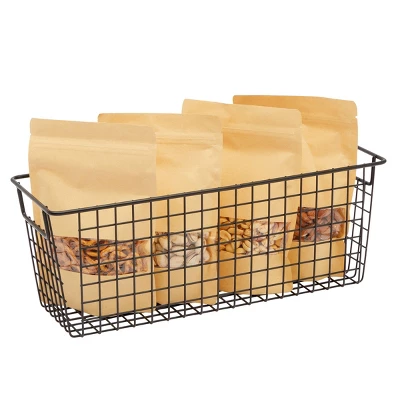 Farmlyn Creek 3 Pack Metal Wire Storage Baskets For Shelves, Pantry, Closet, Long Narrow Organizer Bin, Black, 16 X 6 X 6 In 2 Farmlyn Creek 3 Pack Metal Wire Storage Baskets For Shelves, Pantry, Closet, Long Narrow Organizer Bin, Black, 16 X 6 X 6 In - Image 2
