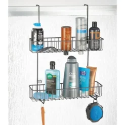 MDesign Wide Metal Over Door Hanging Shower Caddy, 2 Hooks And Baskets -Storage Specialty Store GUEST 3fbfe49c 0843 4ea8 acac ee595a62d915