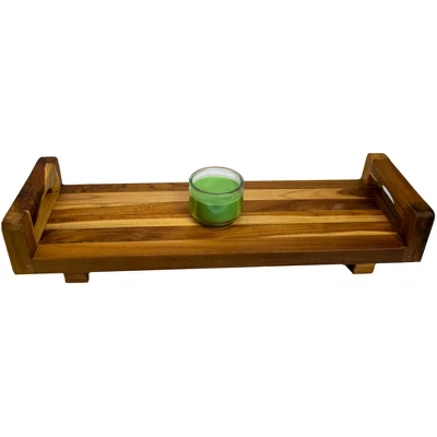 29"x5" Eleganto Teak Wood Bathtub Storage Caddy Natural - EcoDecors 2 29"x5" Eleganto Teak Wood Bathtub Storage Caddy Natural - EcoDecors - Image 2