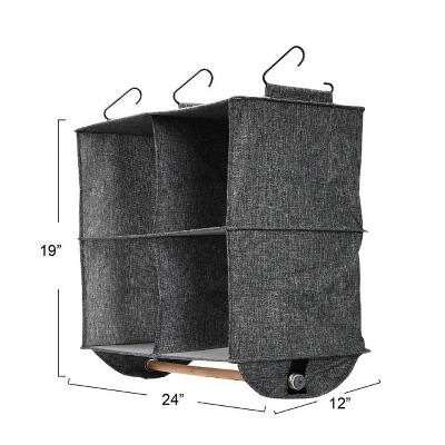 Household Essentials 4 Pocket Wide Organizer With Hangbar Graphite 2 Household Essentials 4 Pocket Wide Organizer With Hangbar Graphite - Image 2