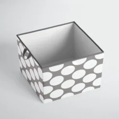 Bacati - Dots/Pin Stripes Gray/Yellow Storage Box Large