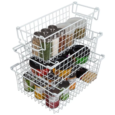 Set Of 3 Storage Bins - Basket Set For Toy, Kitchen, Closet, And Bathroom Storage - Small, Medium, And Large Shelf Organizers By Home-Complete (White) 10 Set Of 3 Storage Bins - Basket Set For Toy, Kitchen, Closet, And Bathroom Storage - Small, Medium, And Large Shelf Organizers By Home-Complete (White) - Image 10