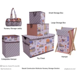 Bacati - Construction Multicolor Boys Cotton Storage Box Small -Storage Specialty Store GUEST 47d31672 ea49 4c0a aaff a24e509e5870