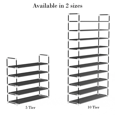 Hastings Home 5-Tier Shoe Rack For Storage And Organization - Black 1 Hastings Home 5-Tier Shoe Rack For Storage And Organization - Black