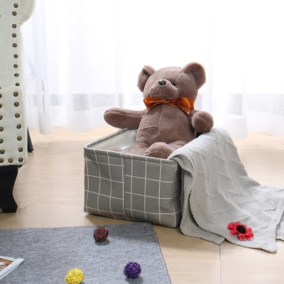 Unique Bargains Foldable Baskets Canvas Fabric Cube Container With Rope Handles Storage Bins