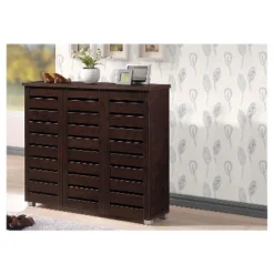 Adalwin Modern And Contemporary 3-Door Wooden Entryway Shoes Storage Cabinet - Dark Brown - Baxton Studio -Storage Specialty Store GUEST 4f13734a 2864 434c 9f35 8cd8ca395583