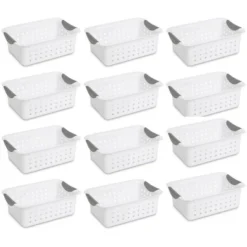 Sterilite White Small Ultra Basket Durable Plastic Storage Totes Bins For With Titanium Inserts For Home Organization -Storage Specialty Store GUEST 50f229f3 22db 43ee 80e5 9dbb70a1b9a7